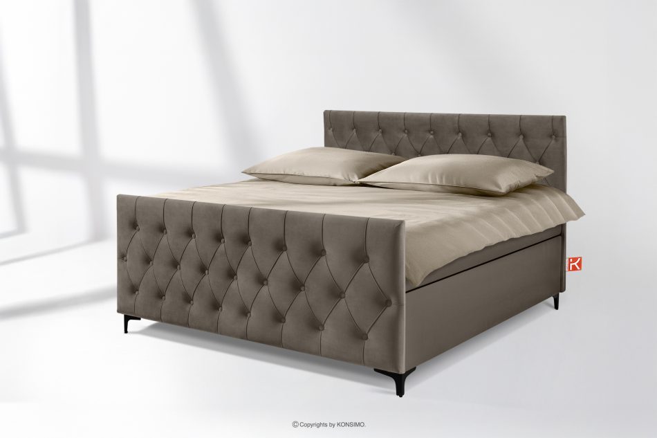 ARDEA Boxspringbett Bonellfedern 160 cm Velours braun braun - Foto 1
