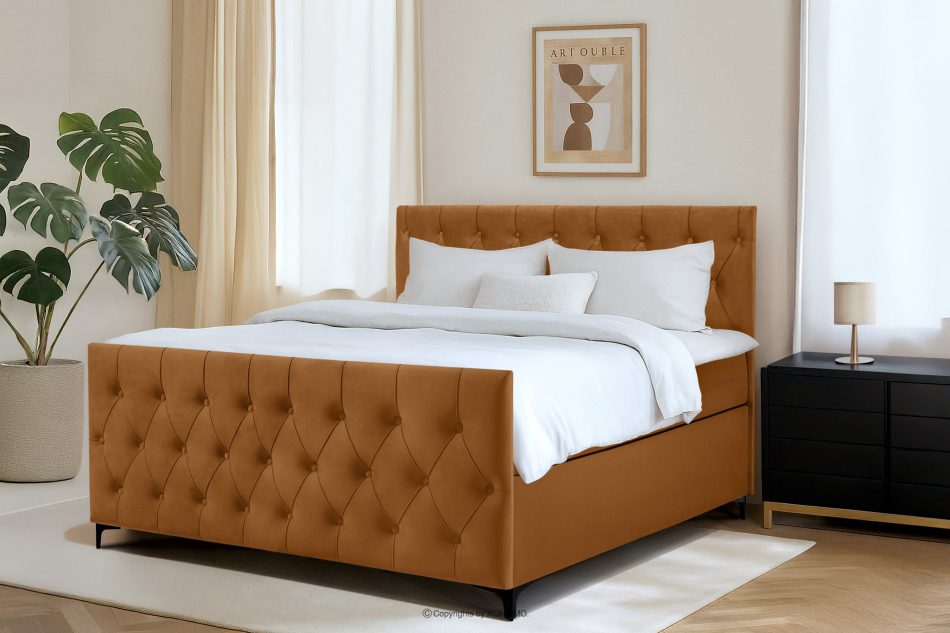 ARDEA Boxspringbett mit abnehmbarem Matratzenbezug 160 cm Velours rot rot - Foto 12