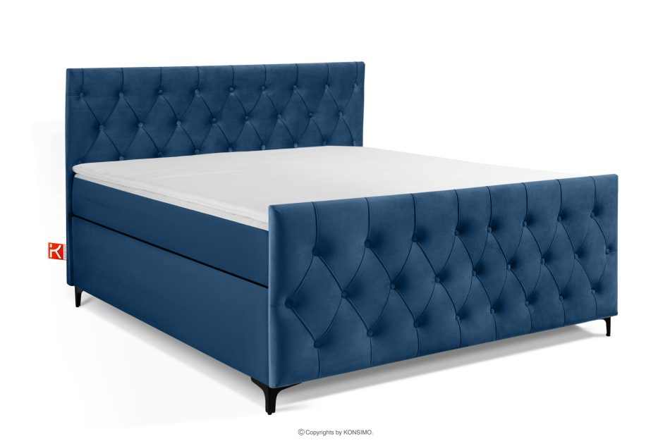 ARDEA Boxspringbett mit abnehmbarem Matratzenbezug 160 cm Velours marineblau marineblau - Foto 0