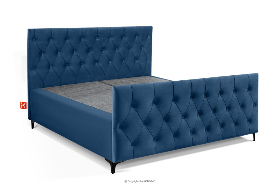 ARDEA Boxspringbett mit abnehmbarem Matratzenbezug 160 cm Velours marineblau marineblau - Foto 2