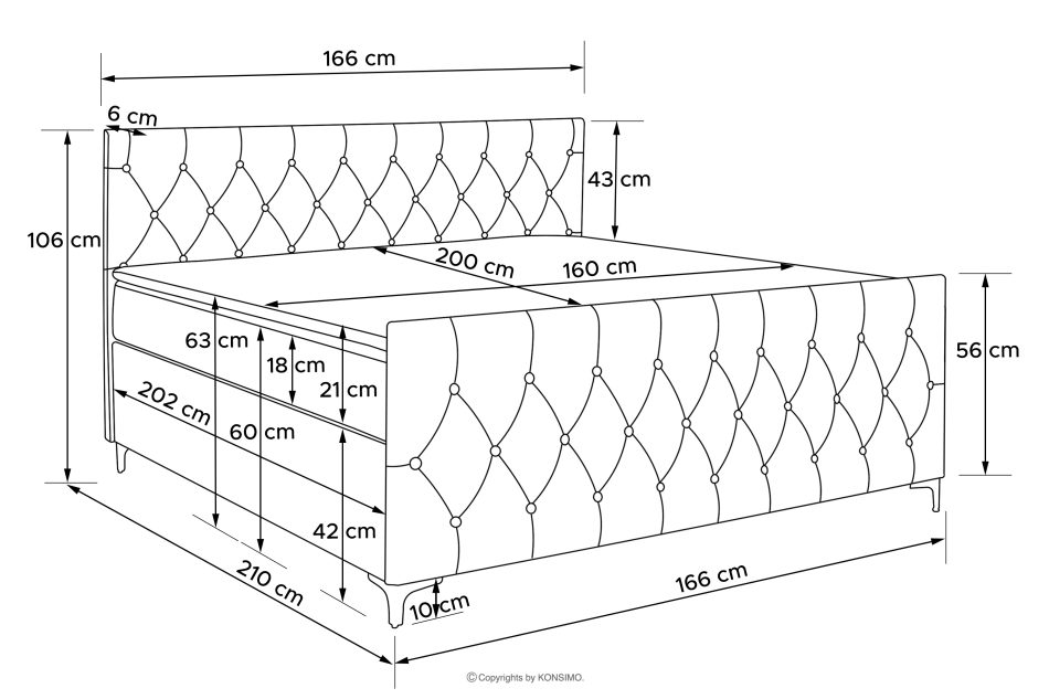 ARDEA Boxspringbett mit abnehmbarem Matratzenbezug 160 cm Velours hellgrau hellgrau - Foto 13