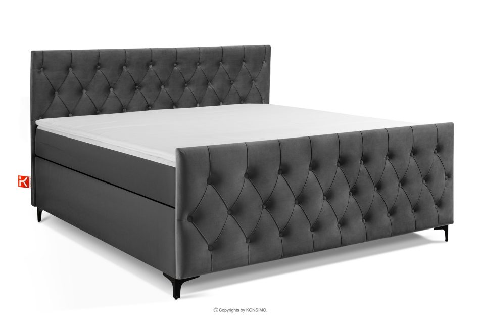 ARDEA Boxspringbett mit abnehmbarem Matratzenbezug 180 cm Velours anthrazit anthrazit - Foto 0