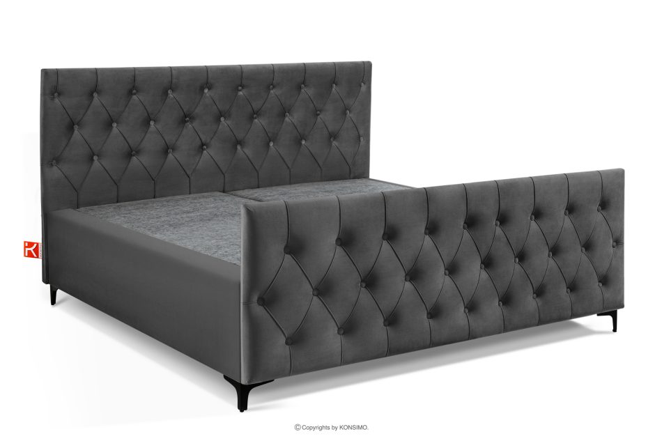 ARDEA Boxspringbett mit abnehmbarem Matratzenbezug 180 cm Velours anthrazit anthrazit - Foto 2