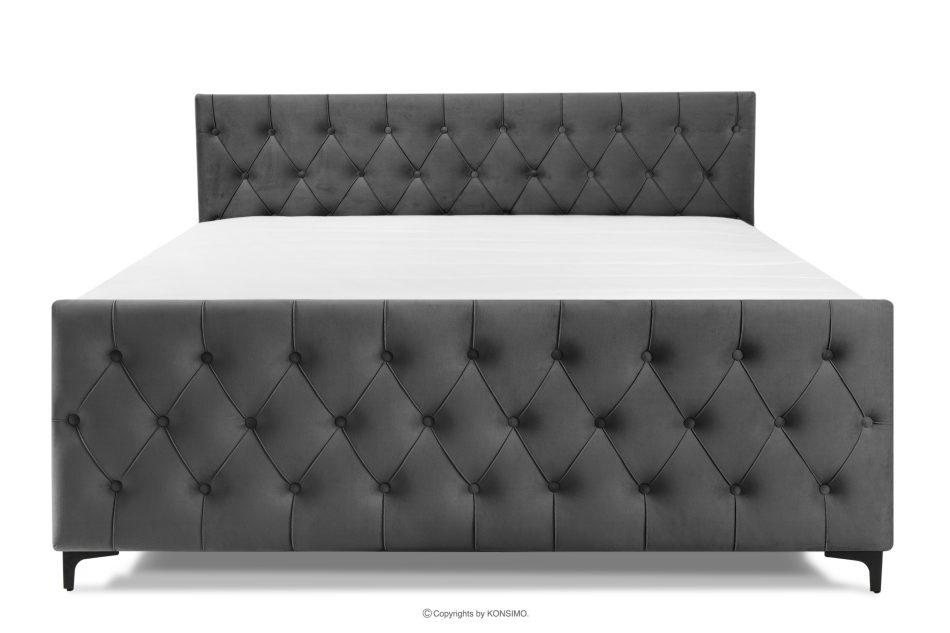 ARDEA Boxspringbett mit abnehmbarem Matratzenbezug 180 cm Velours anthrazit anthrazit - Foto 3