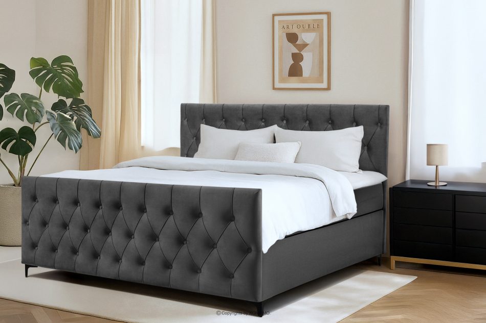ARDEA Boxspringbett mit abnehmbarem Matratzenbezug 180 cm Velours anthrazit anthrazit - Foto 12