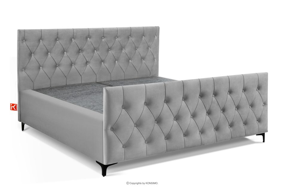 ARDEA Boxspringbett mit abnehmbarem Matratzenbezug 180 cm Velours hellgrau hellgrau - Foto 2