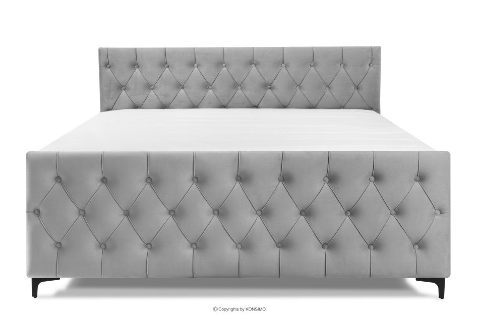 ARDEA Boxspringbett mit abnehmbarem Matratzenbezug 180 cm Velours hellgrau hellgrau - Foto 3