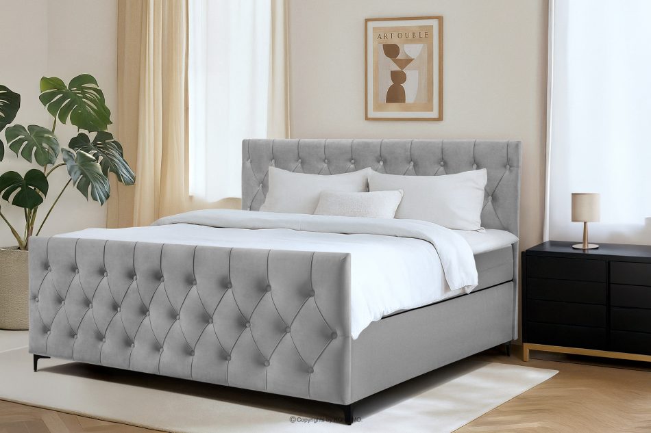 ARDEA Boxspringbett mit abnehmbarem Matratzenbezug 180 cm Velours hellgrau hellgrau - Foto 12