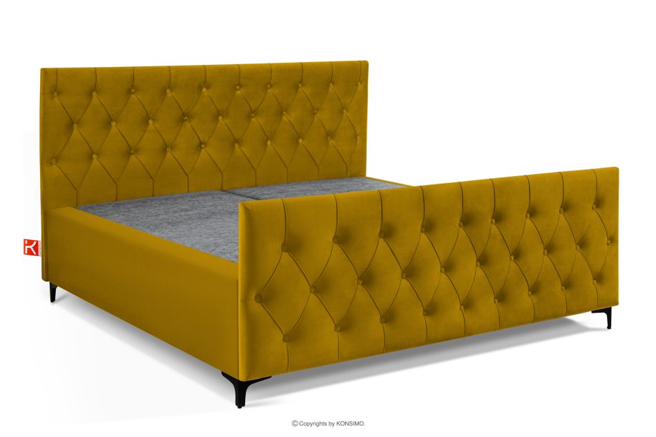 ARDEA Boxspringbett  Bonellfedern 180 cm Velours gelb gelb - Foto 2