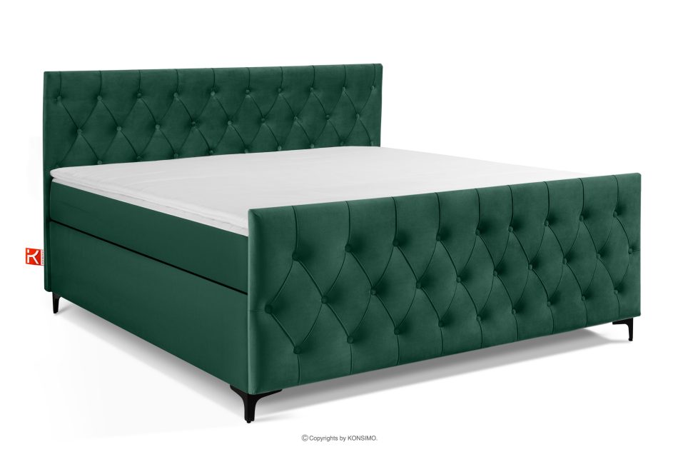 ARDEA Boxspringbett  Bonellfedern 180 cm Velours dunkelgrün dunkelgrün - Foto 0
