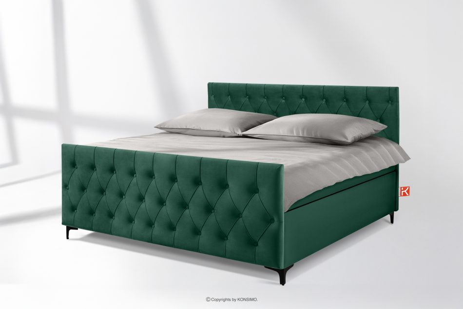 ARDEA Boxspringbett  Bonellfedern 180 cm Velours dunkelgrün dunkelgrün - Foto 1