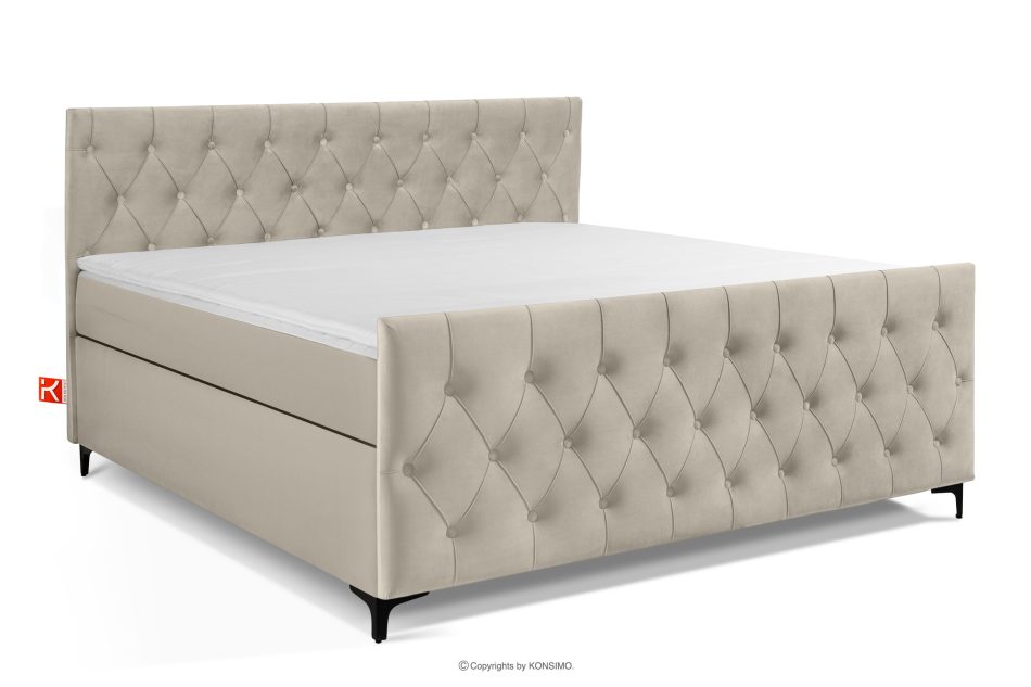 ARDEA Boxspringbett 180 cm velours cremefarben cremefarben - Foto 0