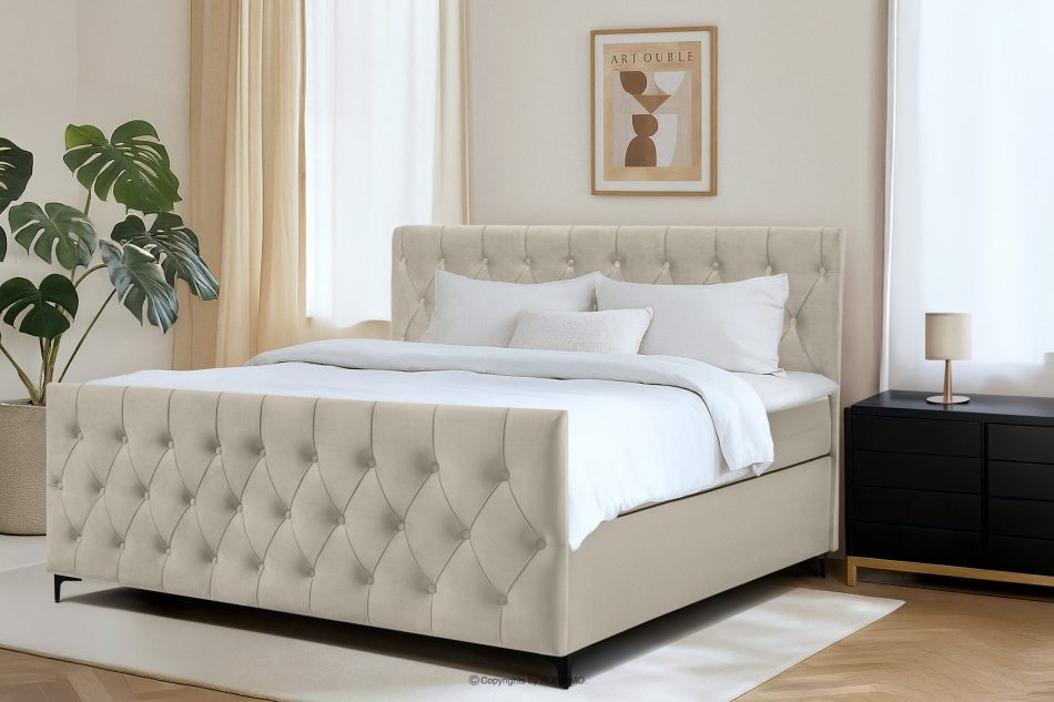 ARDEA Boxspringbett 180 cm velours cremefarben cremefarben - Foto 12