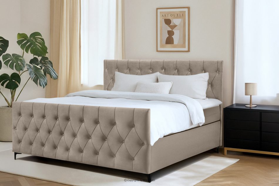 ARDEA Boxspringbett 180 cm velours beige beige - Foto 12