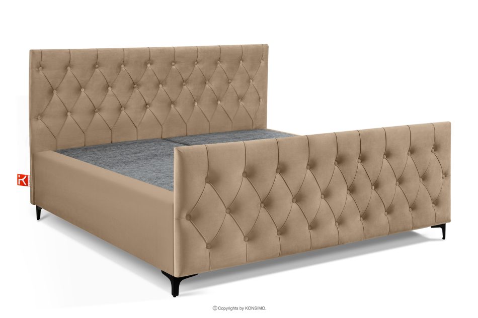 ARDEA Boxspringbett 180 cm velours dunkelbeige dunkelbeige - Foto 2