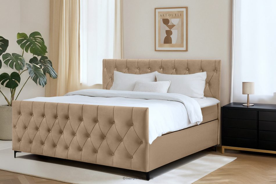 ARDEA Boxspringbett 180 cm velours dunkelbeige dunkelbeige - Foto 12