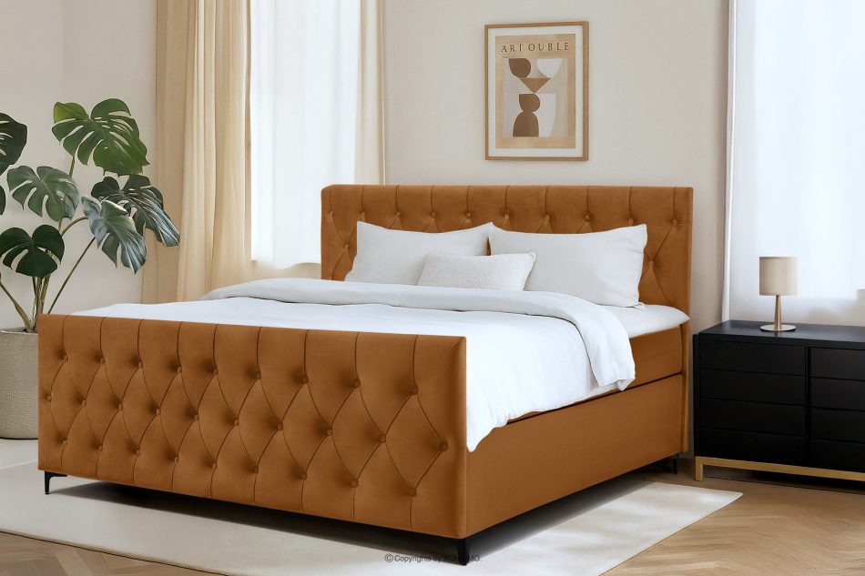 ARDEA Boxspringbett mit abnehmbarem Matratzenbezug 180 cm Velours rot rot - Foto 12