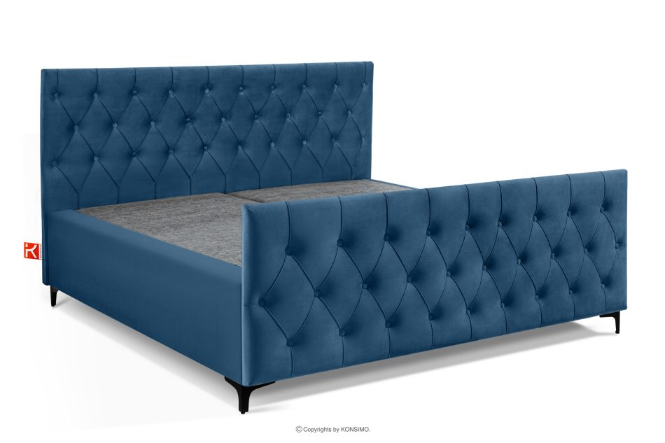 ARDEA Boxspringbett mit Matratze und Komfortschaumtopper 180 cm navy blau Velours marineblau - Foto 2