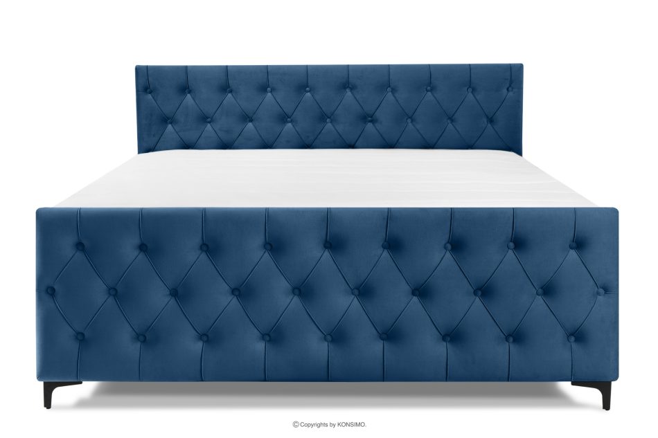 ARDEA Boxspringbett mit Matratze und Komfortschaumtopper 180 cm navy blau Velours marineblau - Foto 3