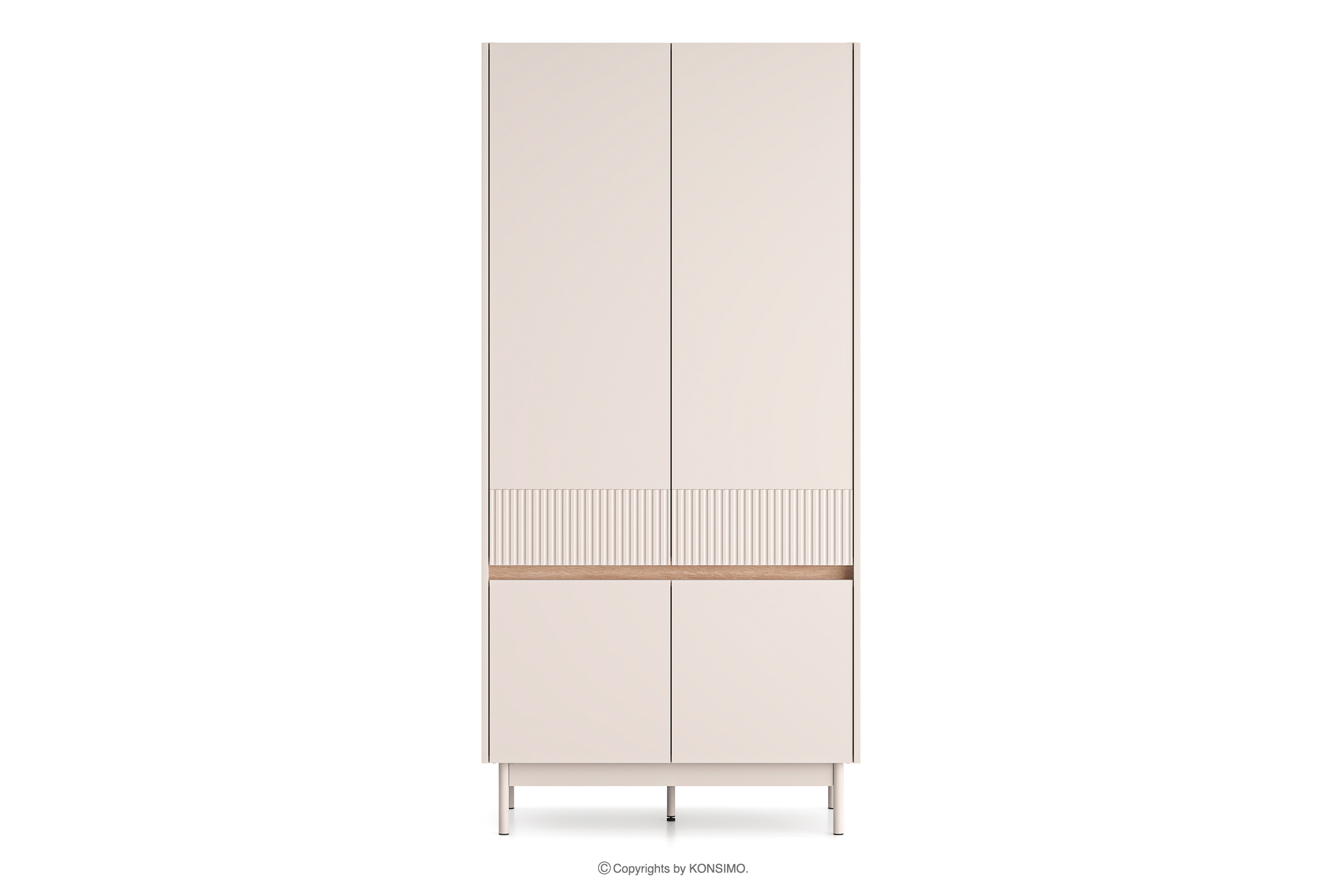 Eleganter kannelierter Schrank creme/eiche