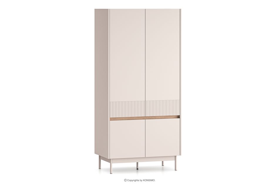 NALIA Eleganter kannelierter Schrank creme/eiche Creme/Eiche - Foto 2