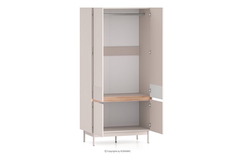 NALIA Eleganter kannelierter Schrank creme/eiche Creme/Eiche - Foto 3