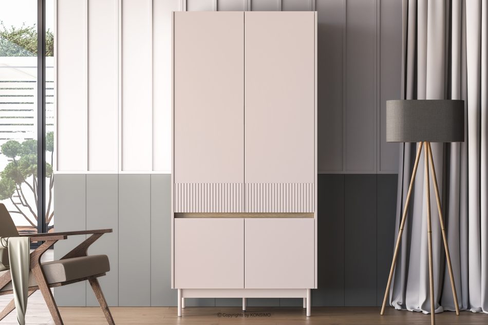 NALIA Eleganter kannelierter Schrank creme/eiche Creme/Eiche - Foto 1