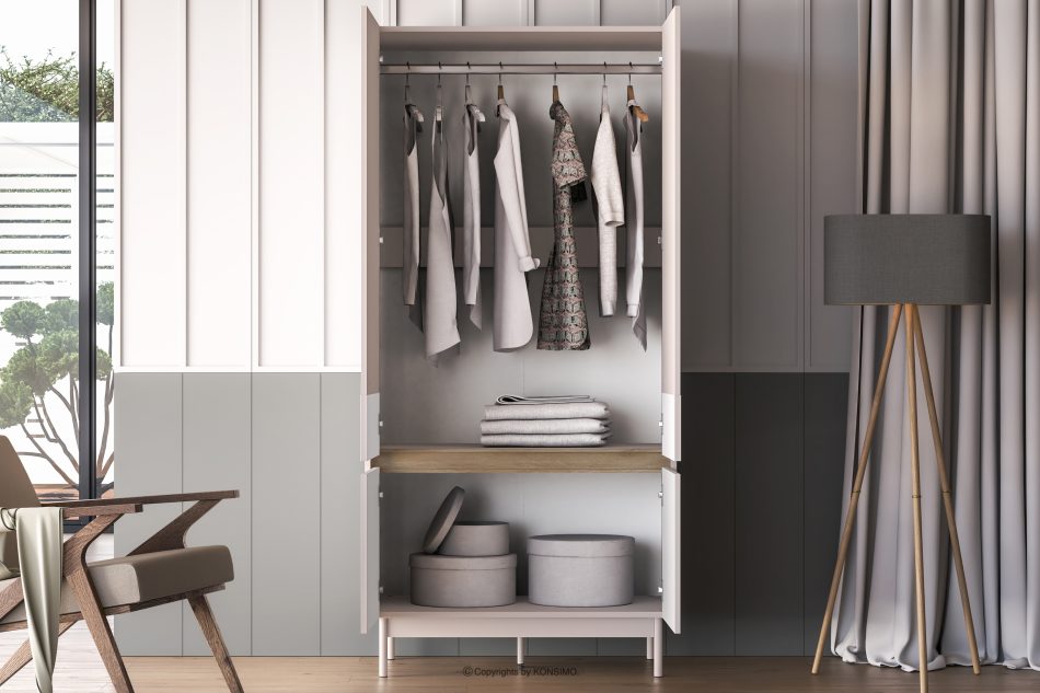 NALIA Eleganter kannelierter Schrank creme/eiche Creme/Eiche - Foto 4