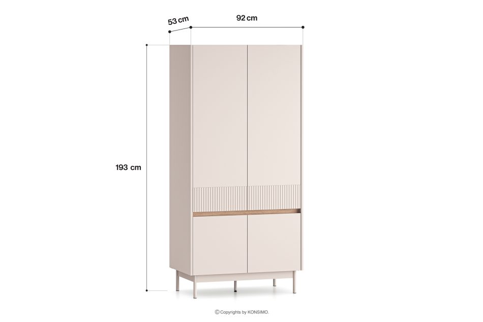 NALIA Eleganter kannelierter Schrank creme/eiche Creme/Eiche - Foto 8