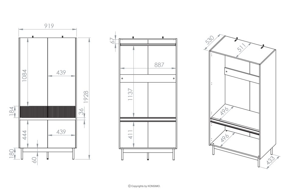 NALIA Eleganter kannelierter Schrank creme/eiche Creme/Eiche - Foto 9