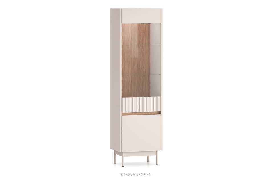 NALIA Elegante geriffelte Vitrine creme/eiche Creme/Eiche - Foto 2