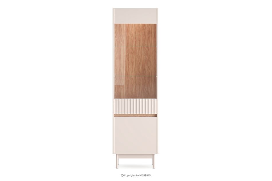 NALIA Elegante geriffelte Vitrine creme/eiche Creme/Eiche - Foto 3