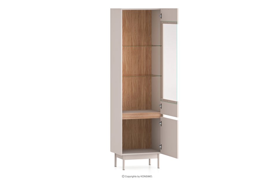 NALIA Elegante geriffelte Vitrine creme/eiche Creme/Eiche - Foto 4