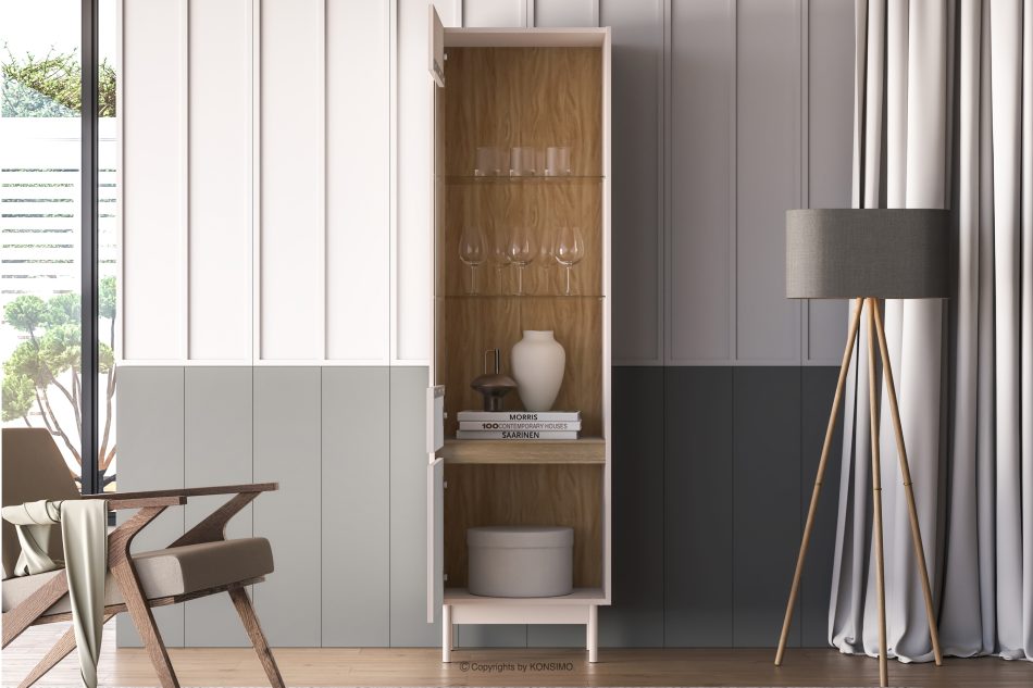 NALIA Elegante geriffelte Vitrine creme/eiche Creme/Eiche - Foto 5