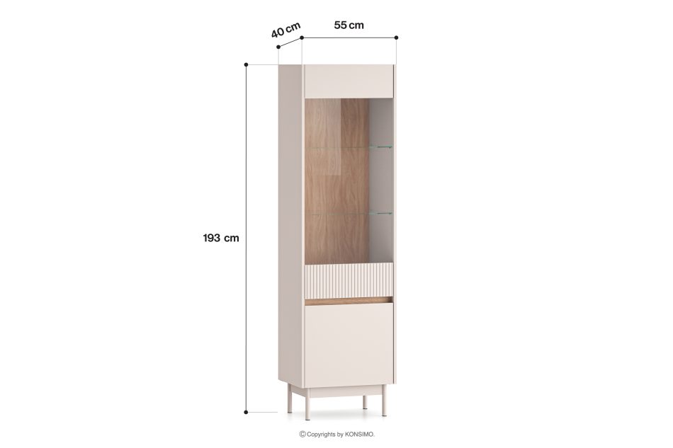 NALIA Elegante geriffelte Vitrine creme/eiche Creme/Eiche - Foto 10