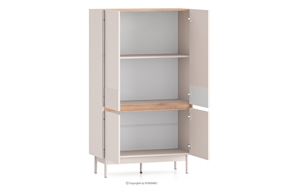 NALIA Elegante geriffelte Kommode creme/eiche Creme/Eiche - Foto 3