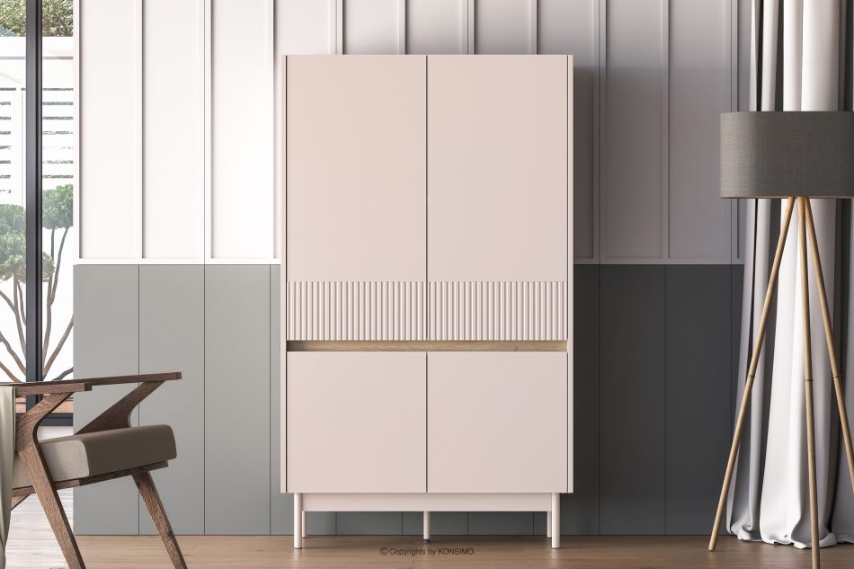 NALIA Elegante geriffelte Kommode creme/eiche Creme/Eiche - Foto 1