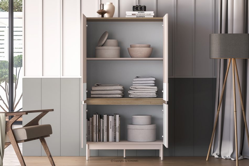 NALIA Elegante geriffelte Kommode creme/eiche Creme/Eiche - Foto 4
