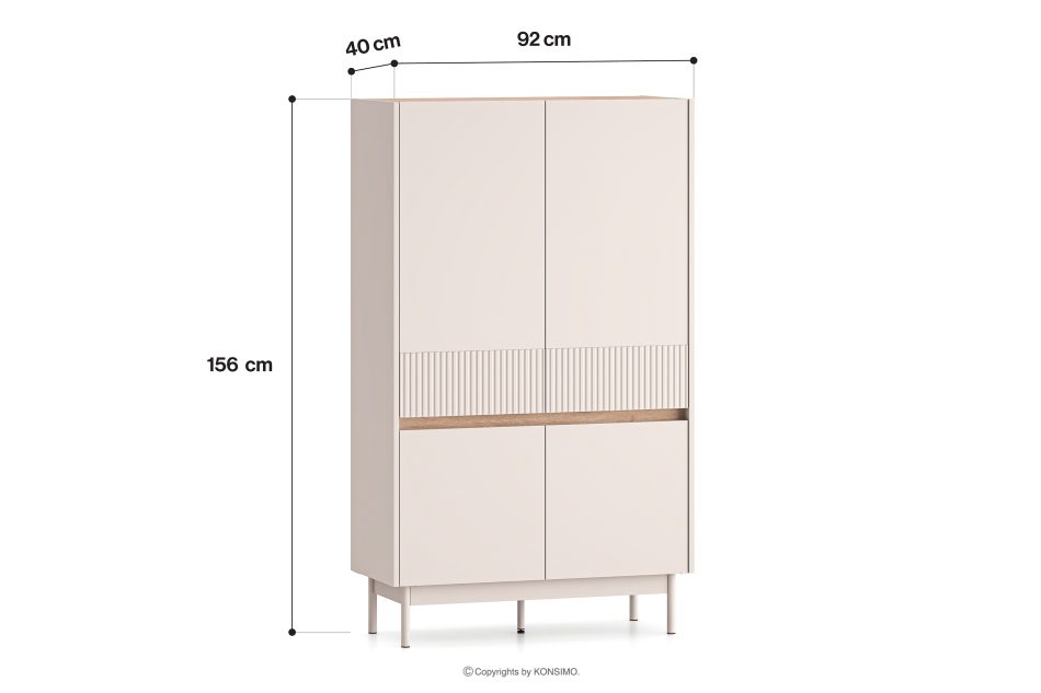 NALIA Elegante geriffelte Kommode creme/eiche Creme/Eiche - Foto 7