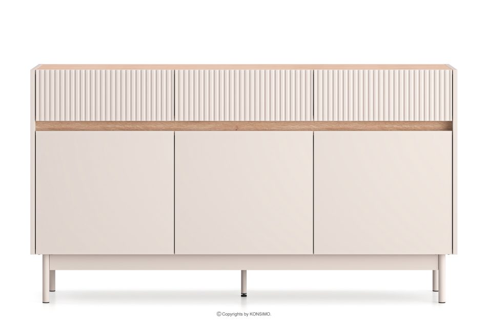 NALIA Elegante große geriffelte Kommode creme/eiche Creme/Eiche - Foto 0