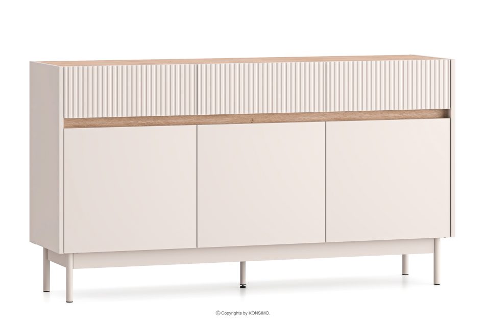 NALIA Elegante große geriffelte Kommode creme/eiche Creme/Eiche - Foto 2