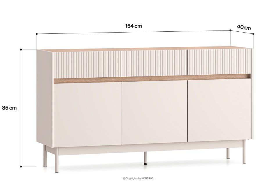 NALIA Elegante große geriffelte Kommode creme/eiche Creme/Eiche - Foto 9