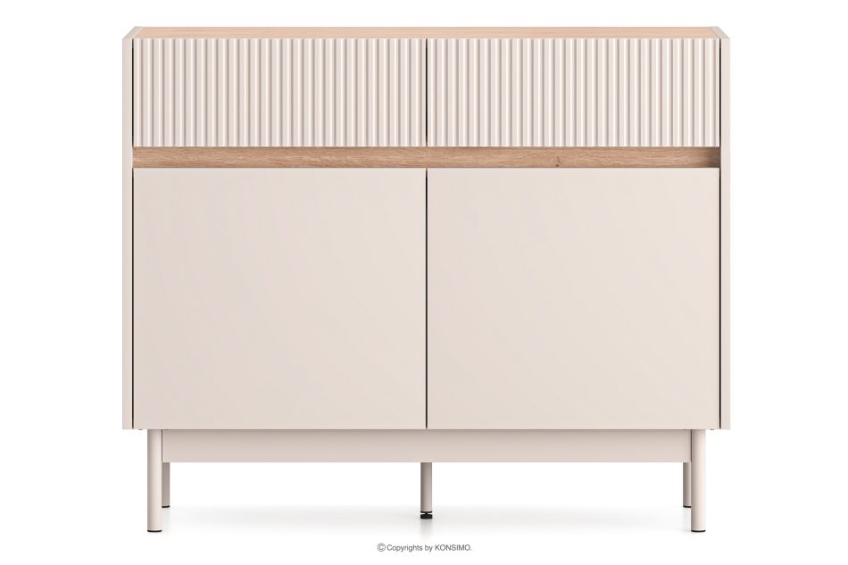 NALIA Elegante geriffelte Kommode creme/eiche Creme/Eiche - Foto 0