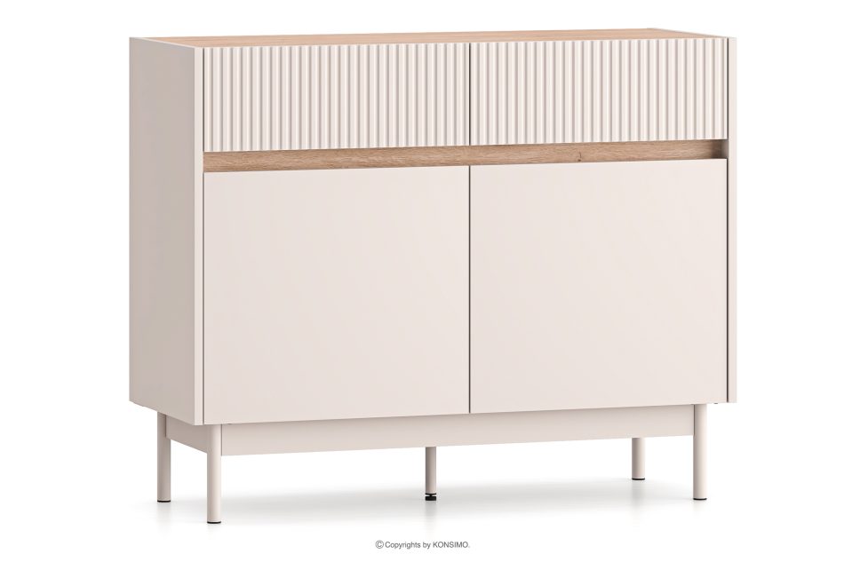 NALIA Elegante geriffelte Kommode creme/eiche Creme/Eiche - Foto 2