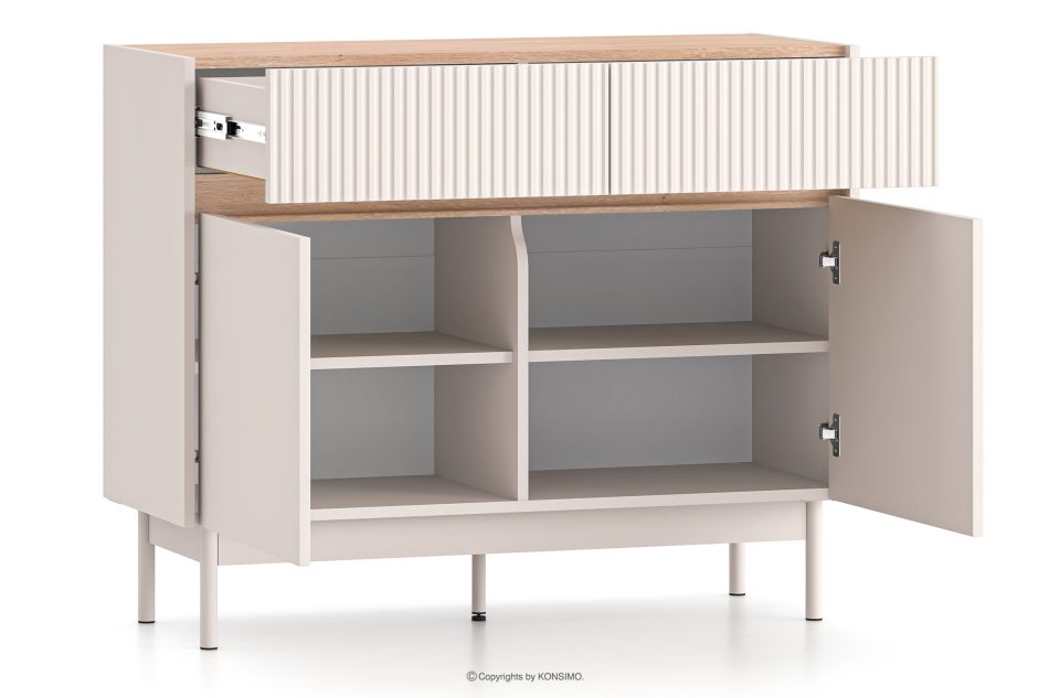 NALIA Elegante geriffelte Kommode creme/eiche Creme/Eiche - Foto 3