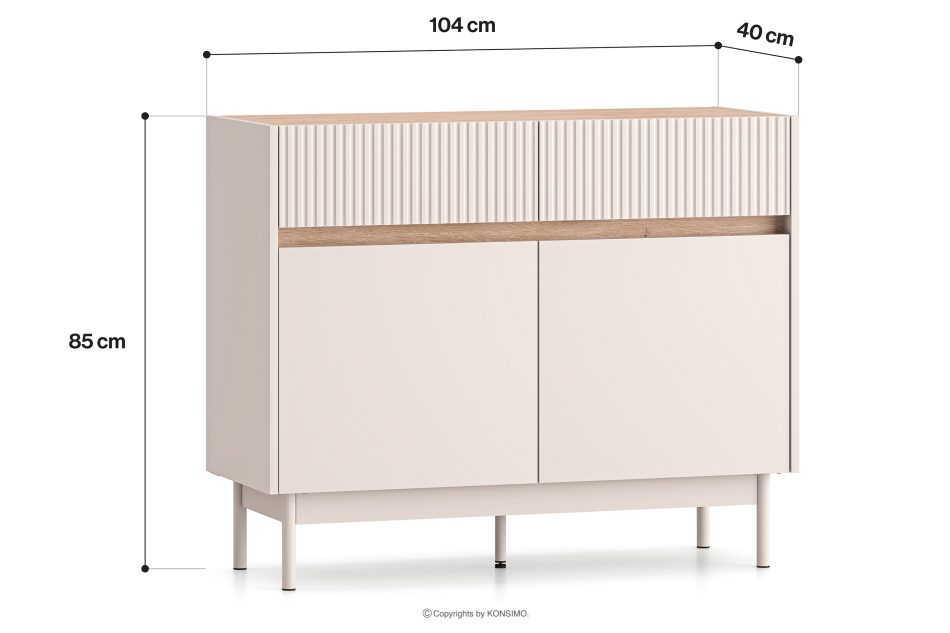 NALIA Elegante geriffelte Kommode creme/eiche Creme/Eiche - Foto 9