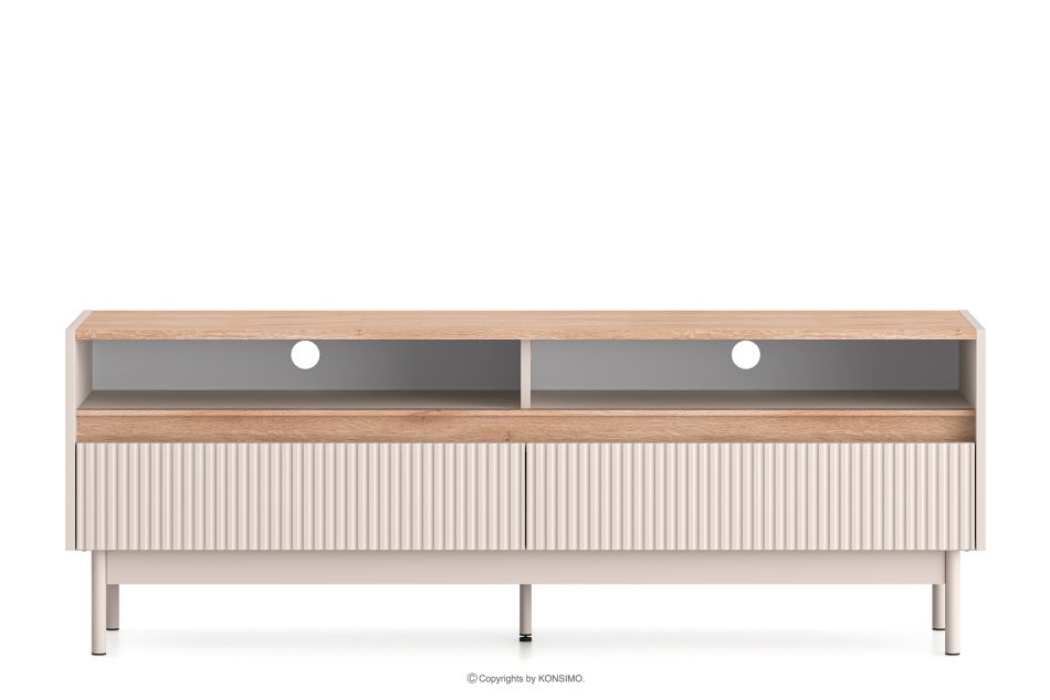 NALIA Eleganter geriffelter RTV-Schrank creme/eiche Creme/Eiche - Foto 0