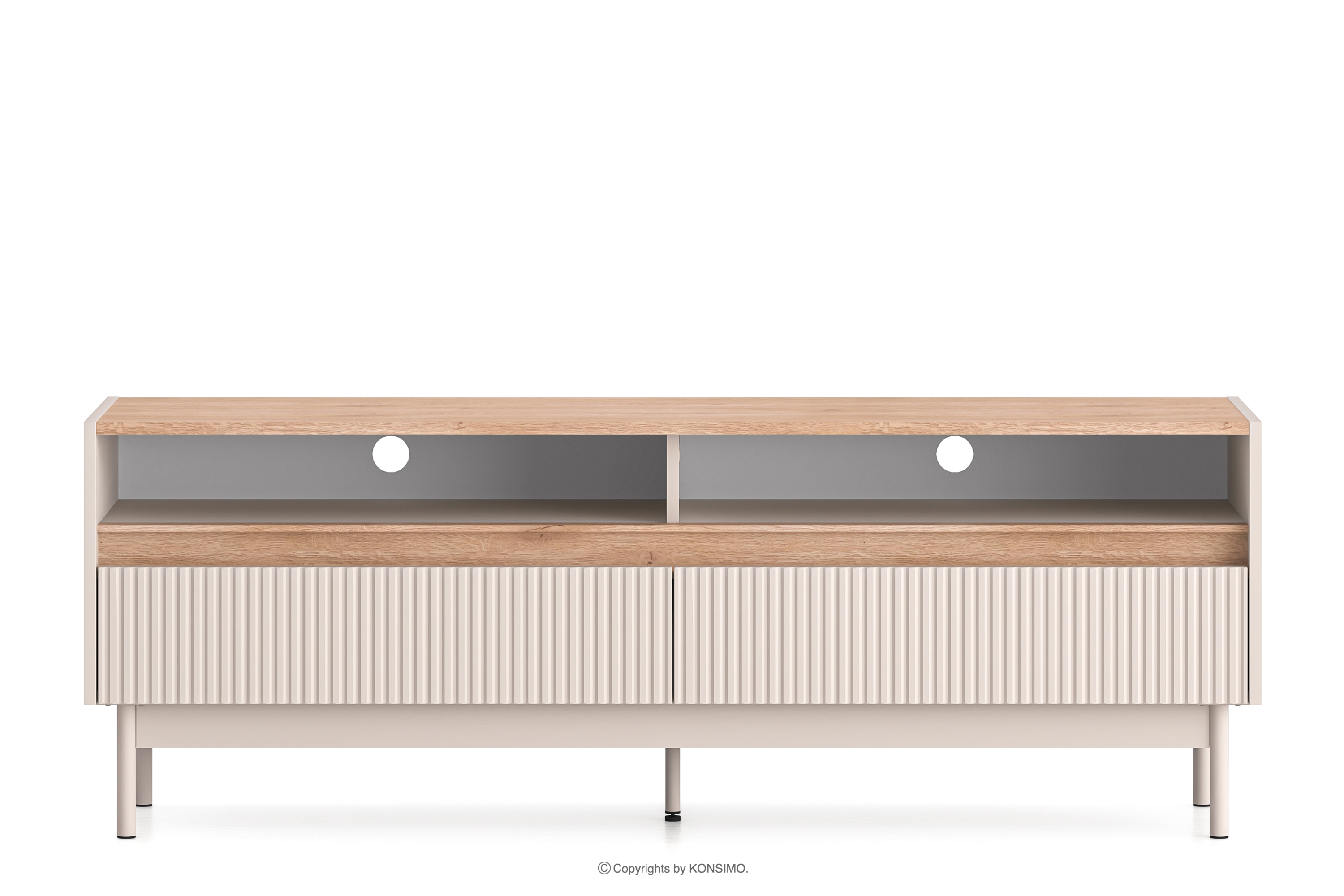 Eleganter geriffelter RTV-Schrank creme/eiche