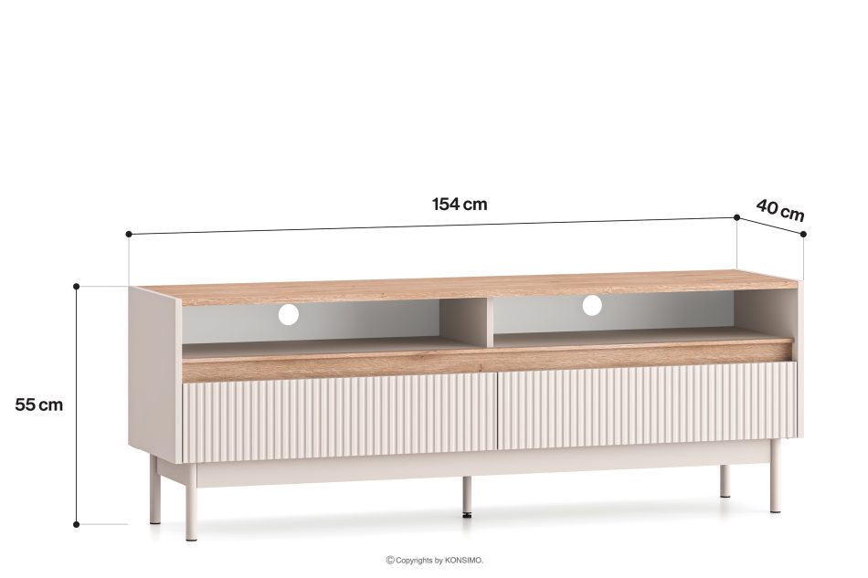 NALIA Eleganter geriffelter RTV-Schrank creme/eiche Creme/Eiche - Foto 9