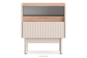 NALIA, https://konsimo.de/kollektion/nalia/ Eleganter geriffelter Nachttisch creme/eiche Creme/Eiche - Foto